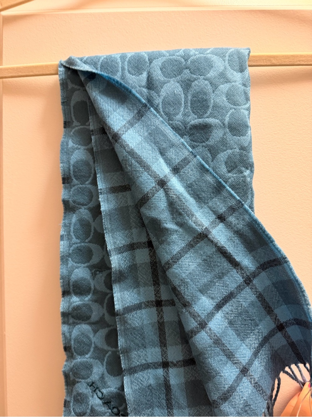 Coach Blue Plaid & Signature Jacquard scarf